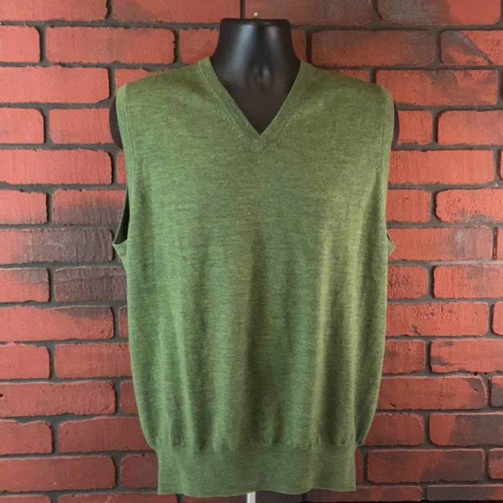 Peter Millar Vest Mens Medium Green Merino‎ Wool